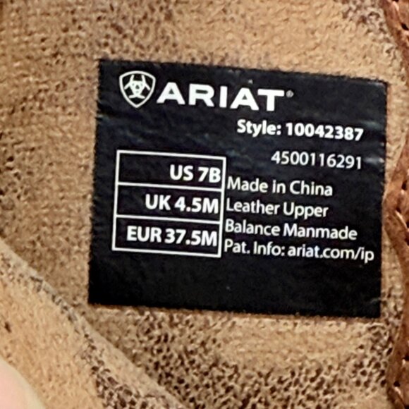 NWD Ariat Women's Odessa Brown/Metallic Turqueza Leather Western Boots Size 7B - Picture 9 of 15